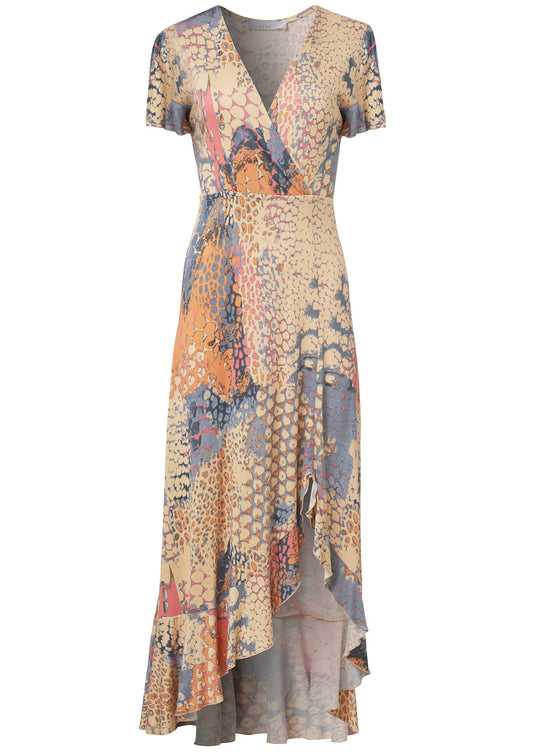 Heidi-Mode | Wickel Maxikleid Orange Mehrfarbig