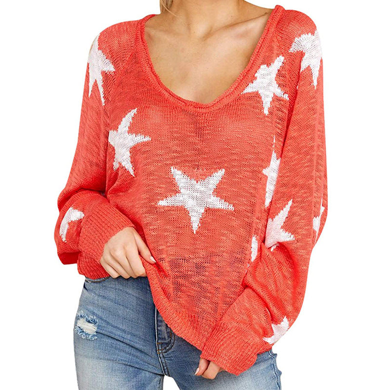 Damen stylischer Strickpullover mit Sternenmotiv Heidi-Mode