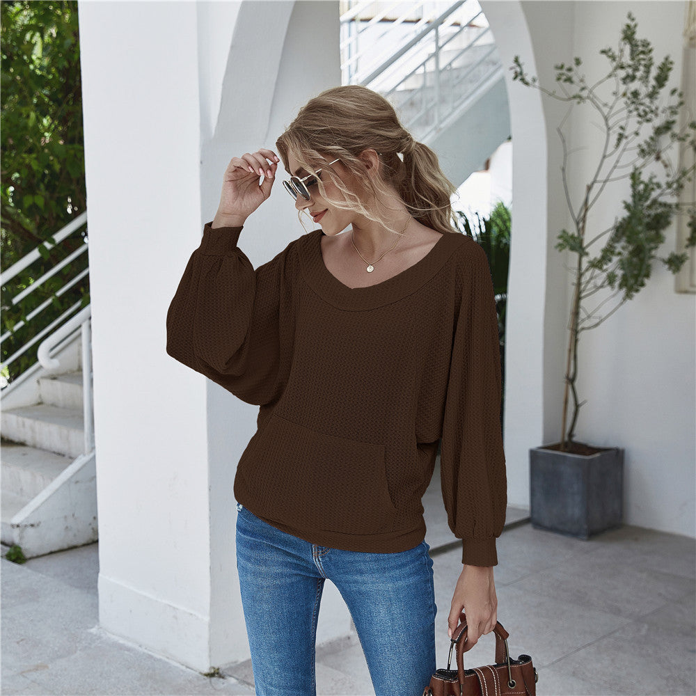 Damen lässiger Pullover mit oversized Schnitt und Taschen Heidi-Mode