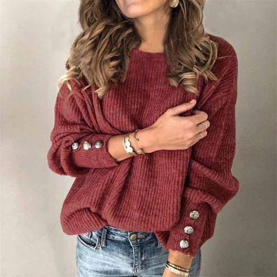 Heidi-Mode | Lässig Chique Pullover mit Knopfdetails für Damen