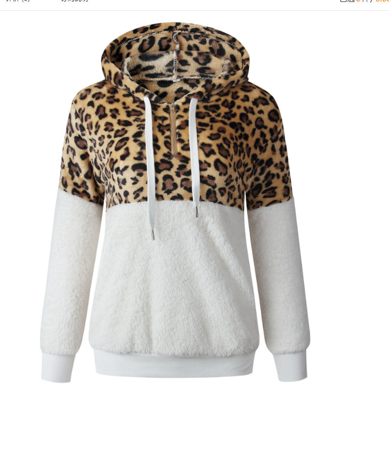 Damen Trendiger Zip-Hoodie mit Leopardenmuster und kuscheligem Fleece Heidi-Mode