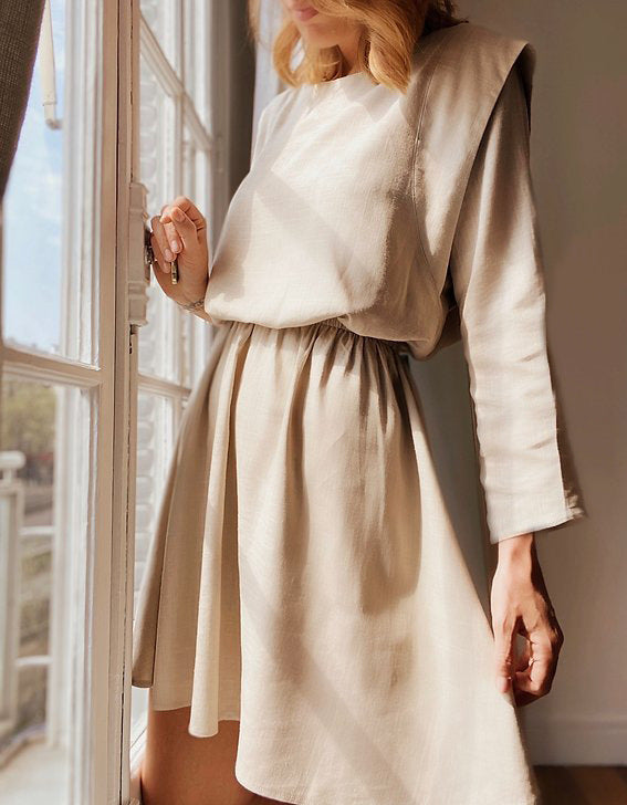 Damen Kleid mit elegante Raffung und angeschnittenen Ärmeln Heidi-Mode