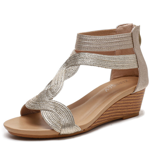 Damen elegante Sandalen mit Keilabsatz Heidi-Mode