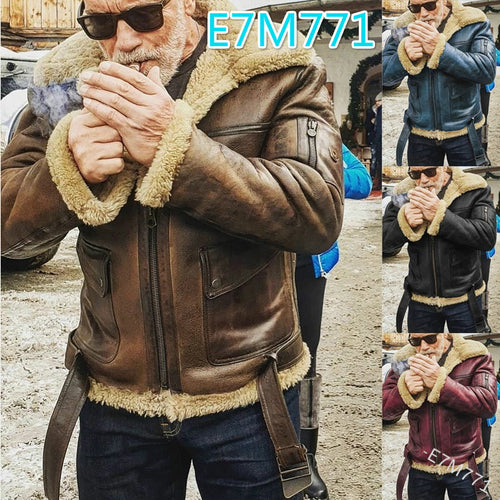 Herren authentische Lammlederjacke mit gefüttertem Stehkragen Heidi-Mode