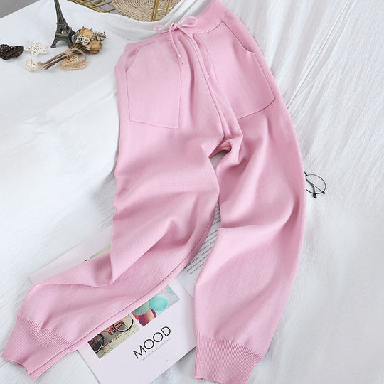 Damen kuscheliges Strick-Loungewear-Set mit Herzmuster Heidi-Mode