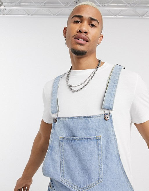 Herren Denim-Latzhose mit lässigen Destroyed-Details Heidi-Mode