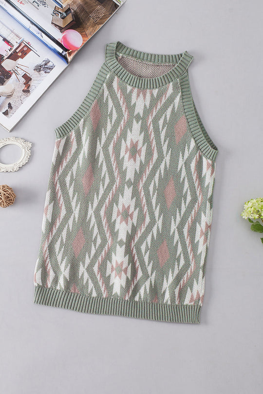 Green Western Tribal Aztekenmuster Pullover Tank Stricken