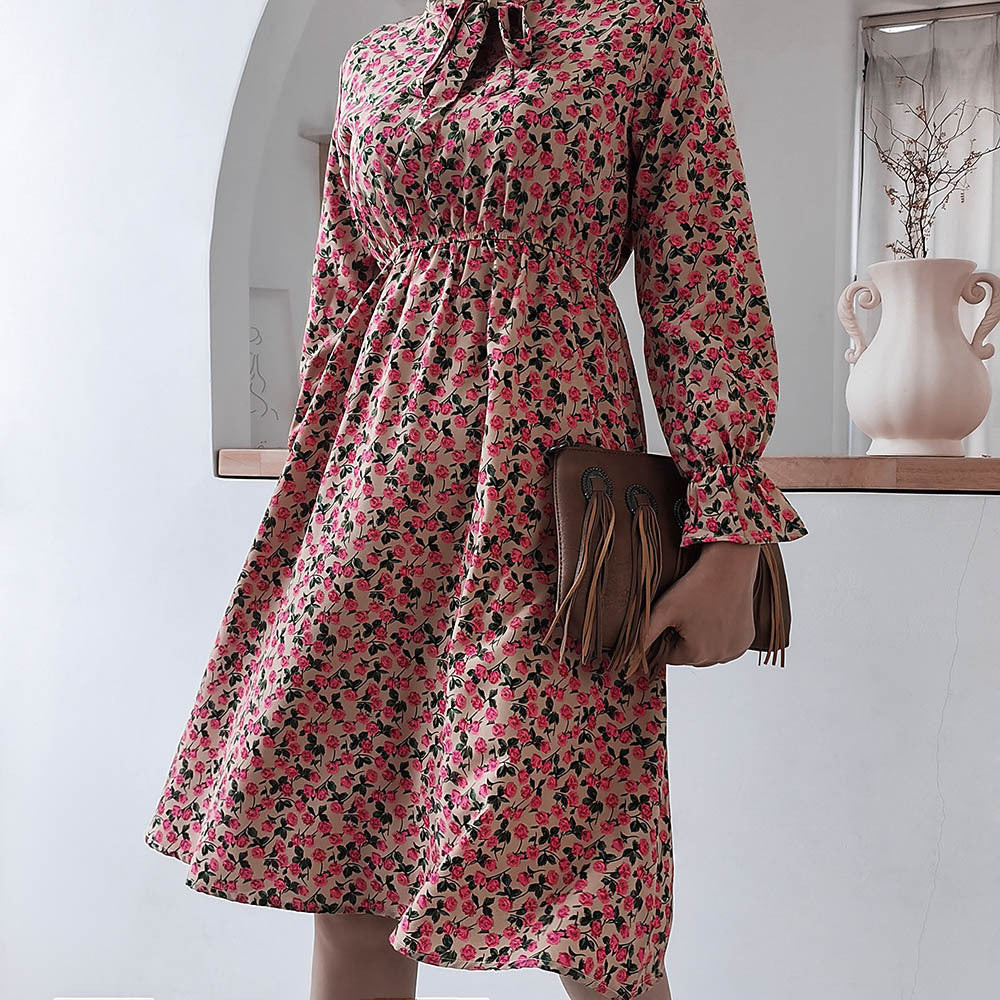 Heidi-Mode | Damen Kleid mit Stehkragen und Langen Ärmeln