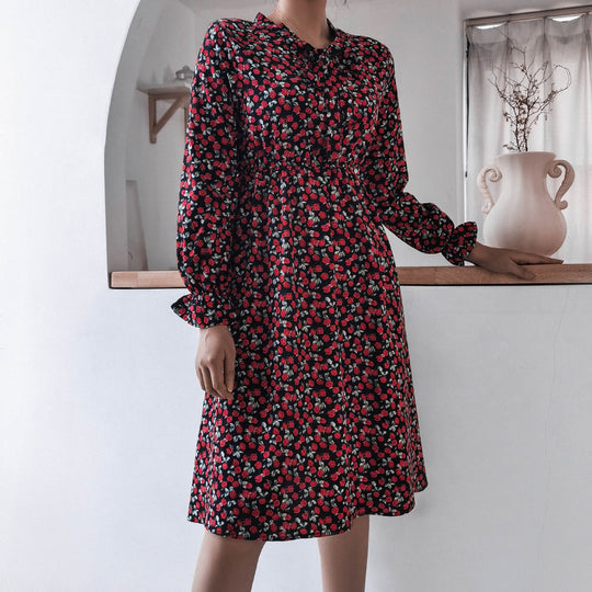 Heidi-Mode | Damen Kleid mit Stehkragen und Langen Ärmeln