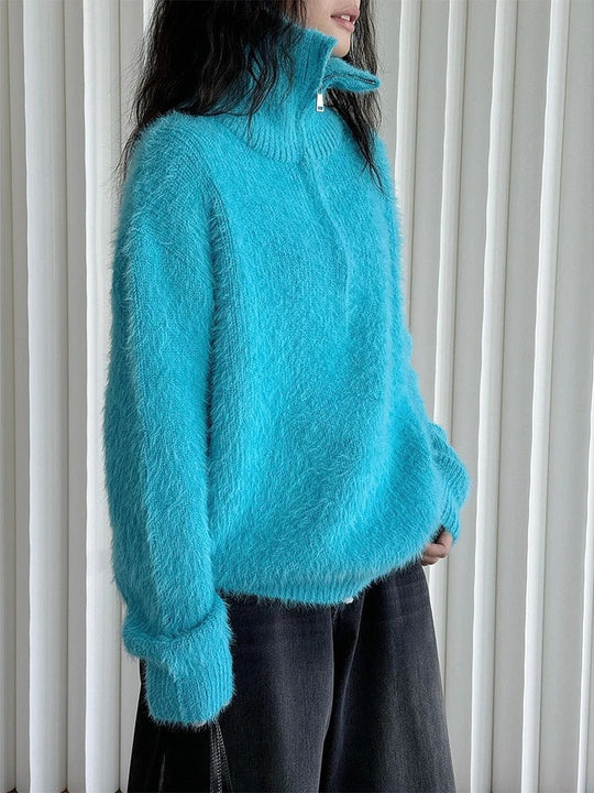 Heidi-Mode | Flauschiger Pullover mit Reißverschluss