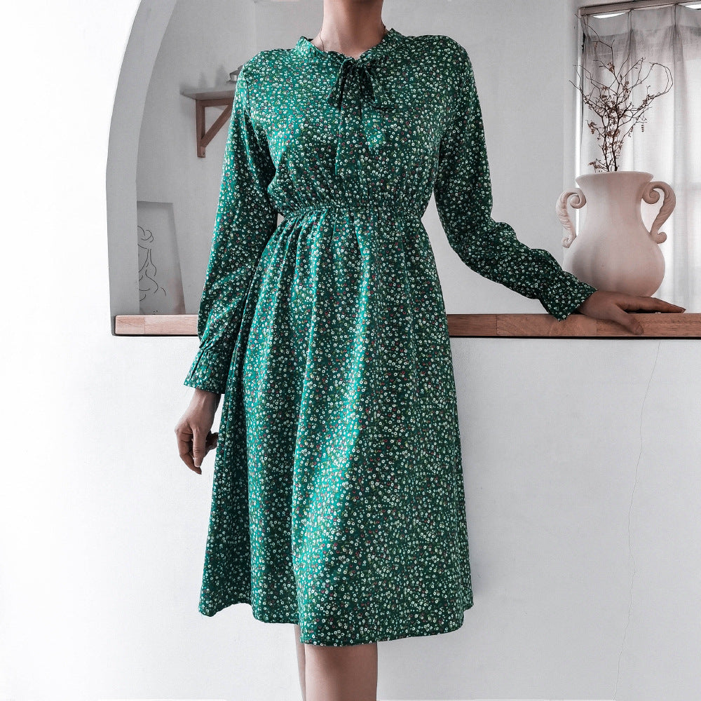Heidi-Mode | Damen Kleid mit Stehkragen und Langen Ärmeln