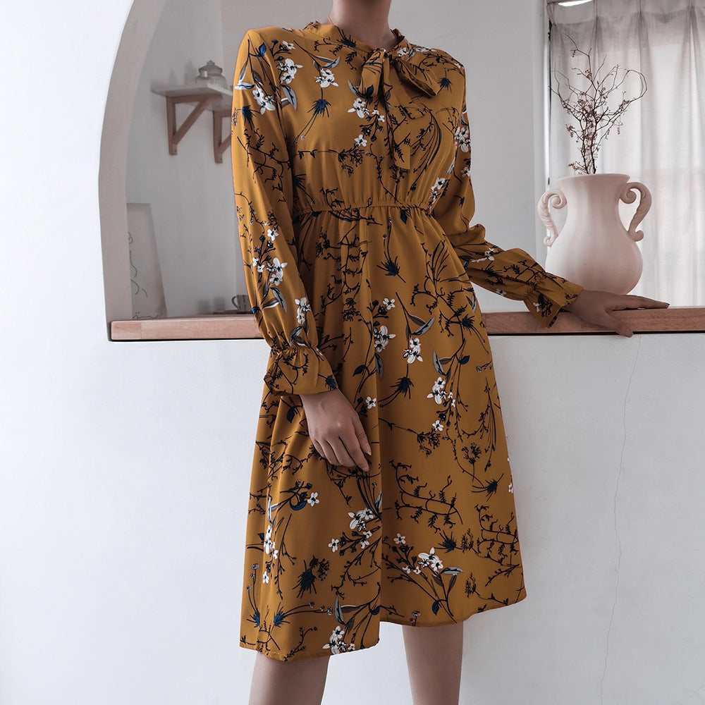 Heidi-Mode | Damen Kleid mit Stehkragen und Langen Ärmeln