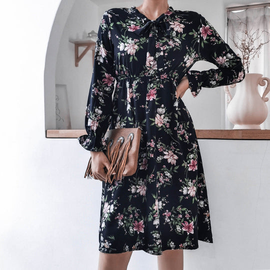 Heidi-Mode | Damen Kleid mit Stehkragen und Langen Ärmeln