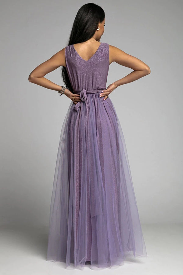Heidi-Mode | It'S My Day Light Tulle Schlitz Maxi Kleid
