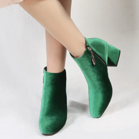 Heidi-Mode | Elegante Stiefeletten mit Quadratzehen und Hohem Absatz Damen Stiefeletten