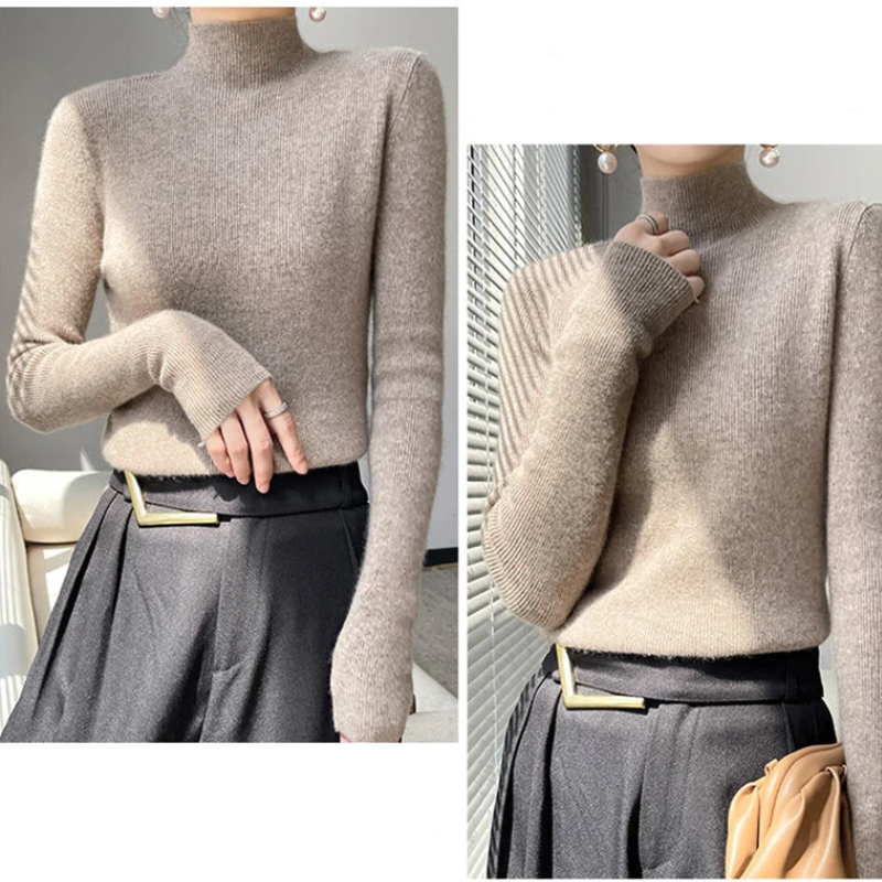 Heidi-Mode | Damen Rollkragenpullover Gerippter Strick Weich und Elegant Rollkragenpullover Damen