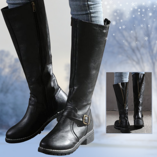 HeidiMode | Hohe Damenstiefel Mit Schnalle Und Absatz