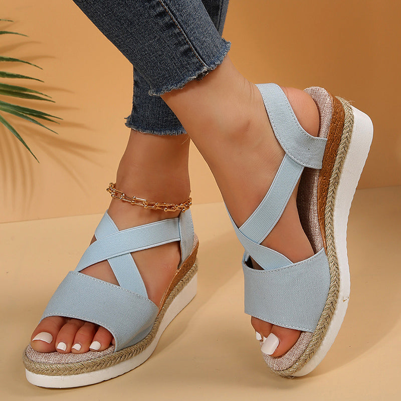 Heidi-Mode | Keilsandalen Kreuzriemen Plateau Gladiator