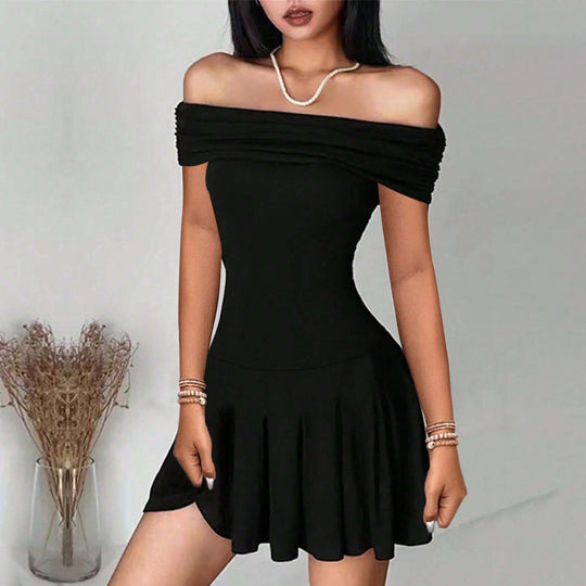 Heidi-Mode | Off Shoulder Kleid Hohe Taille Rock Design