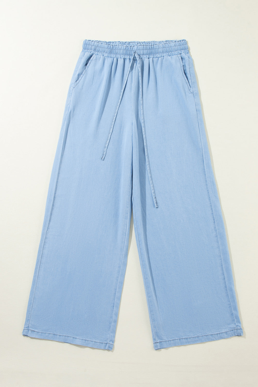 Kordelzug Hohe Taille Weites Bein Denim-Hose