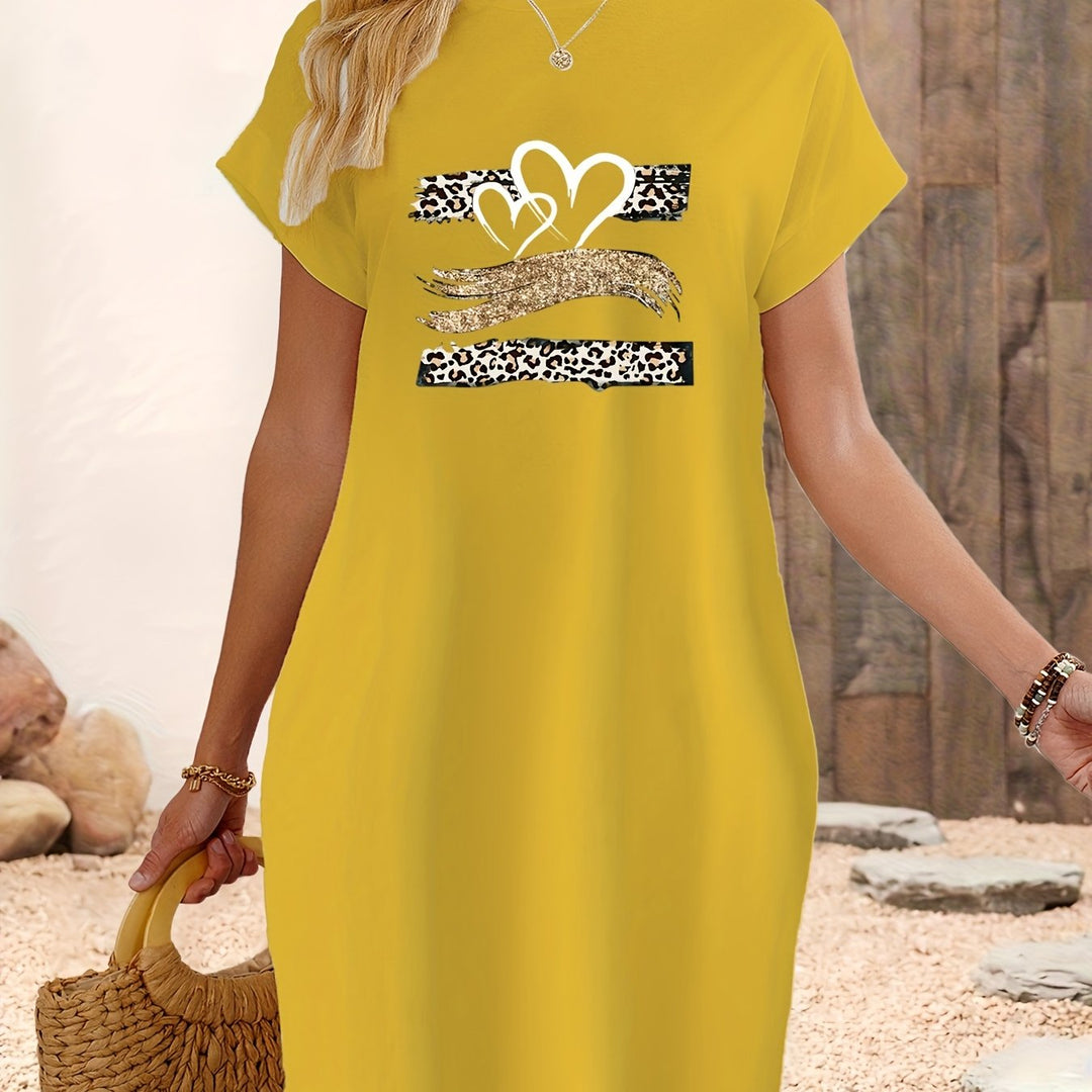 Heidi-Mode | Kleid mit Herzen und Pantherdruck mit Taschen
