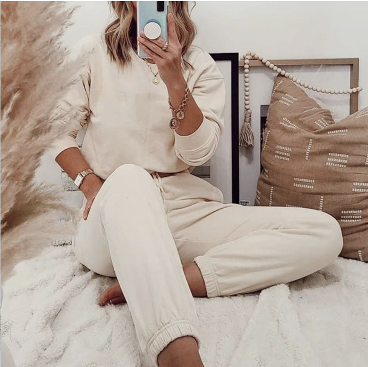 Damen lässiges Sportanzug-Set aus weichem Fleece Heidi-Mode