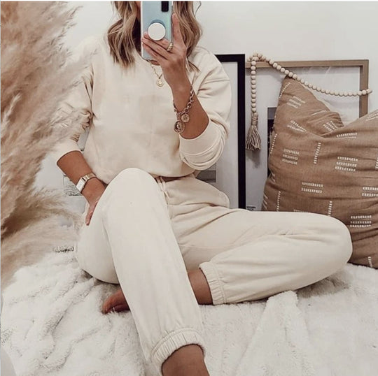 Damen lässiges Sportanzug-Set aus weichem Fleece Heidi-Mode