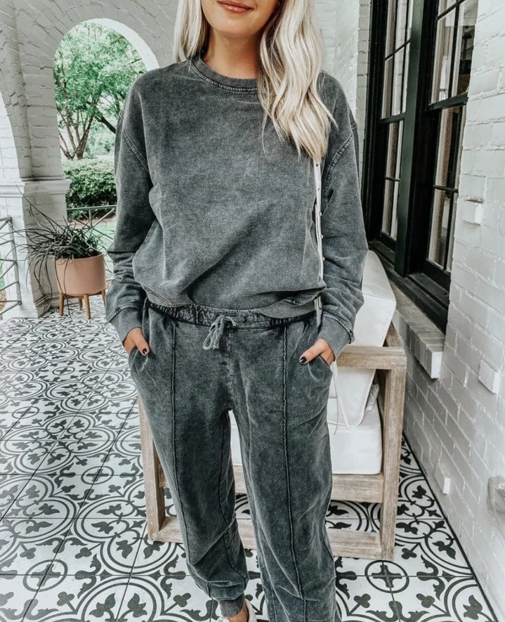 Damen lässiges Sportanzug-Set aus weichem Fleece Heidi-Mode