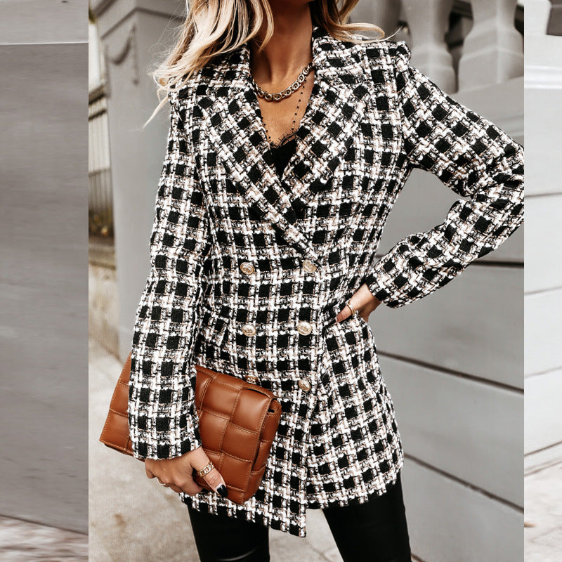 Damen gestreifter Blazer mit schmalem Schnitt und Schulterpolstern Heidi-Mode