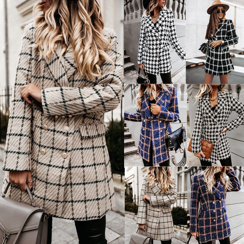 Damen gestreifter Blazer mit schmalem Schnitt und Schulterpolstern Heidi-Mode