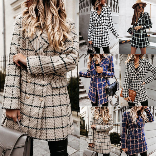 Damen gestreifter Blazer mit schmalem Schnitt und Schulterpolstern Heidi-Mode