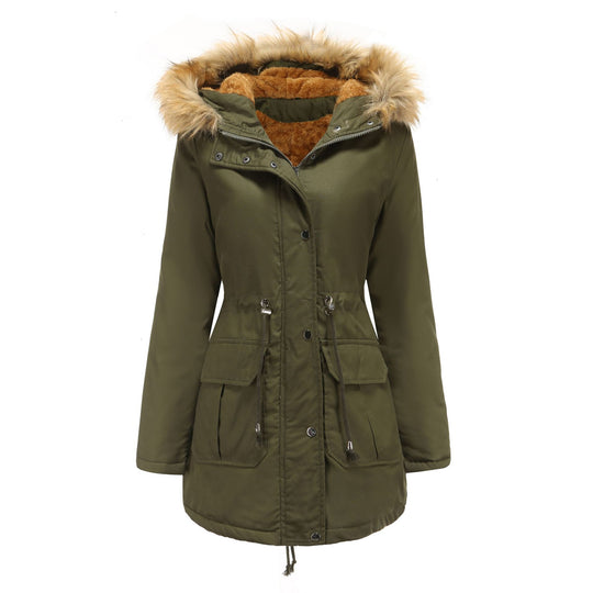 Damen warme Outdoor-Parka mit abnehmbarer Kapuze und luxuriösem Kunstfell Heidi-Mode