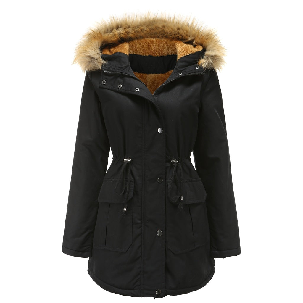 Damen warme Outdoor-Parka mit abnehmbarer Kapuze und luxuriösem Kunstfell Heidi-Mode