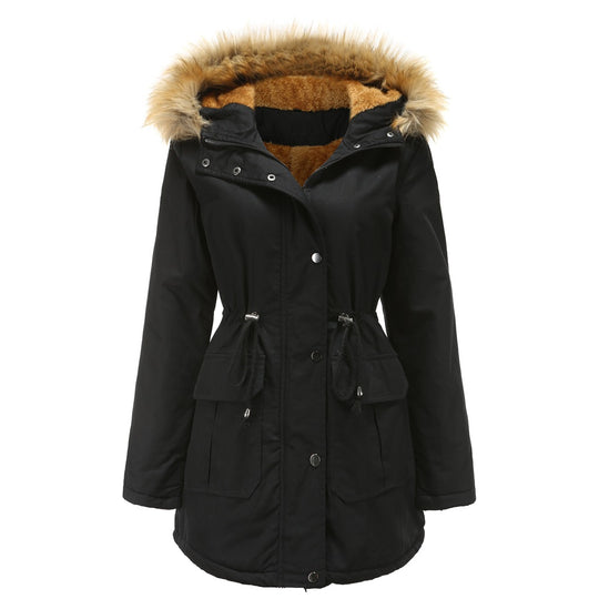 Damen warme Outdoor-Parka mit abnehmbarer Kapuze und luxuriösem Kunstfell Heidi-Mode