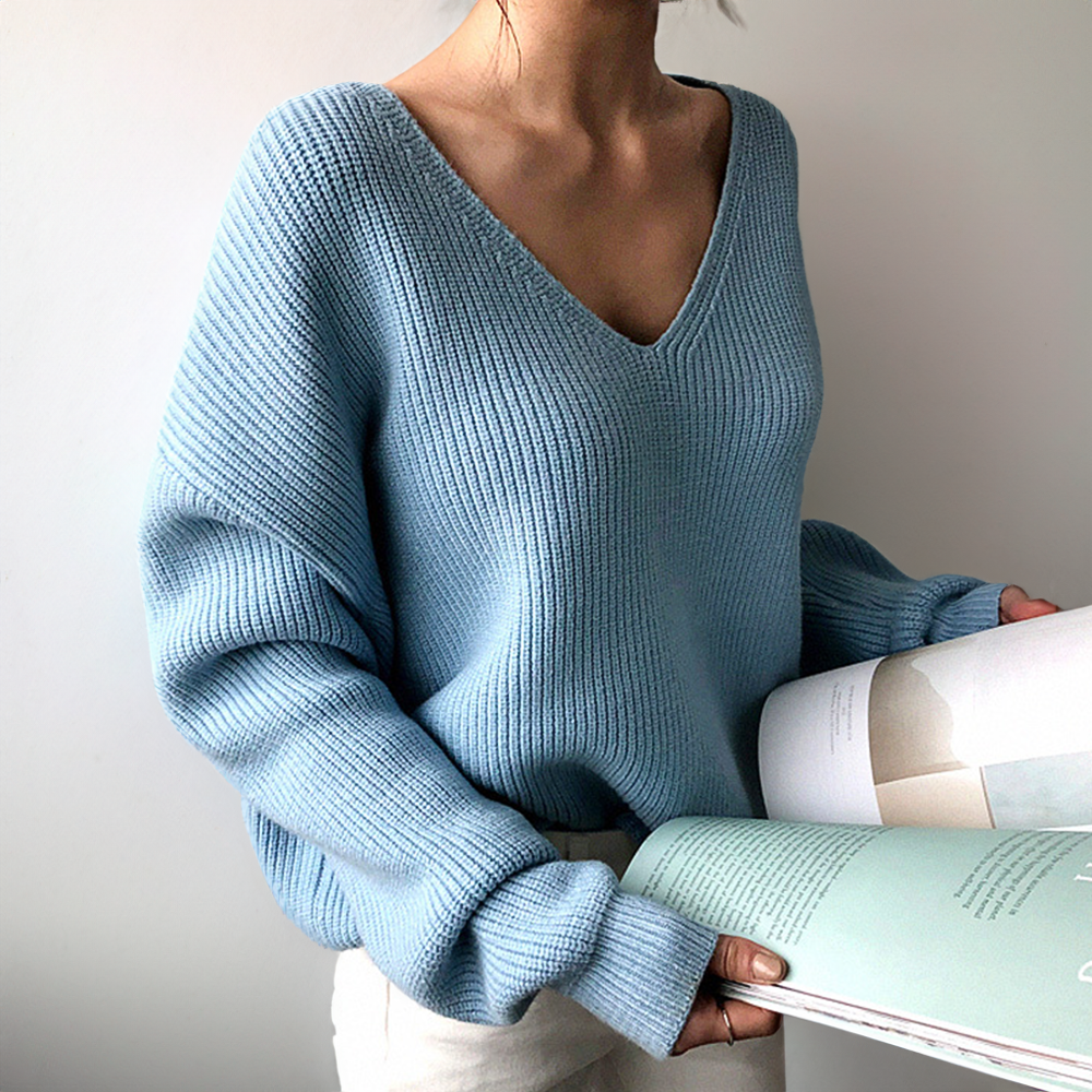 Oversized Gerippter Pullover Für Damen