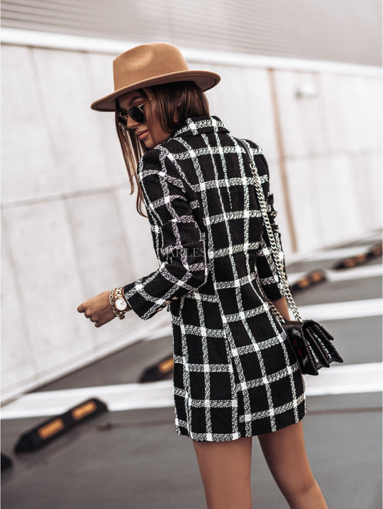 Damen gestreifter Blazer mit schmalem Schnitt und Schulterpolstern Heidi-Mode