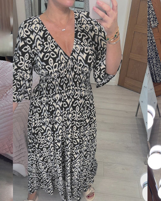 Heidi-Mode | Rotes Bedrucktes Maxikleid