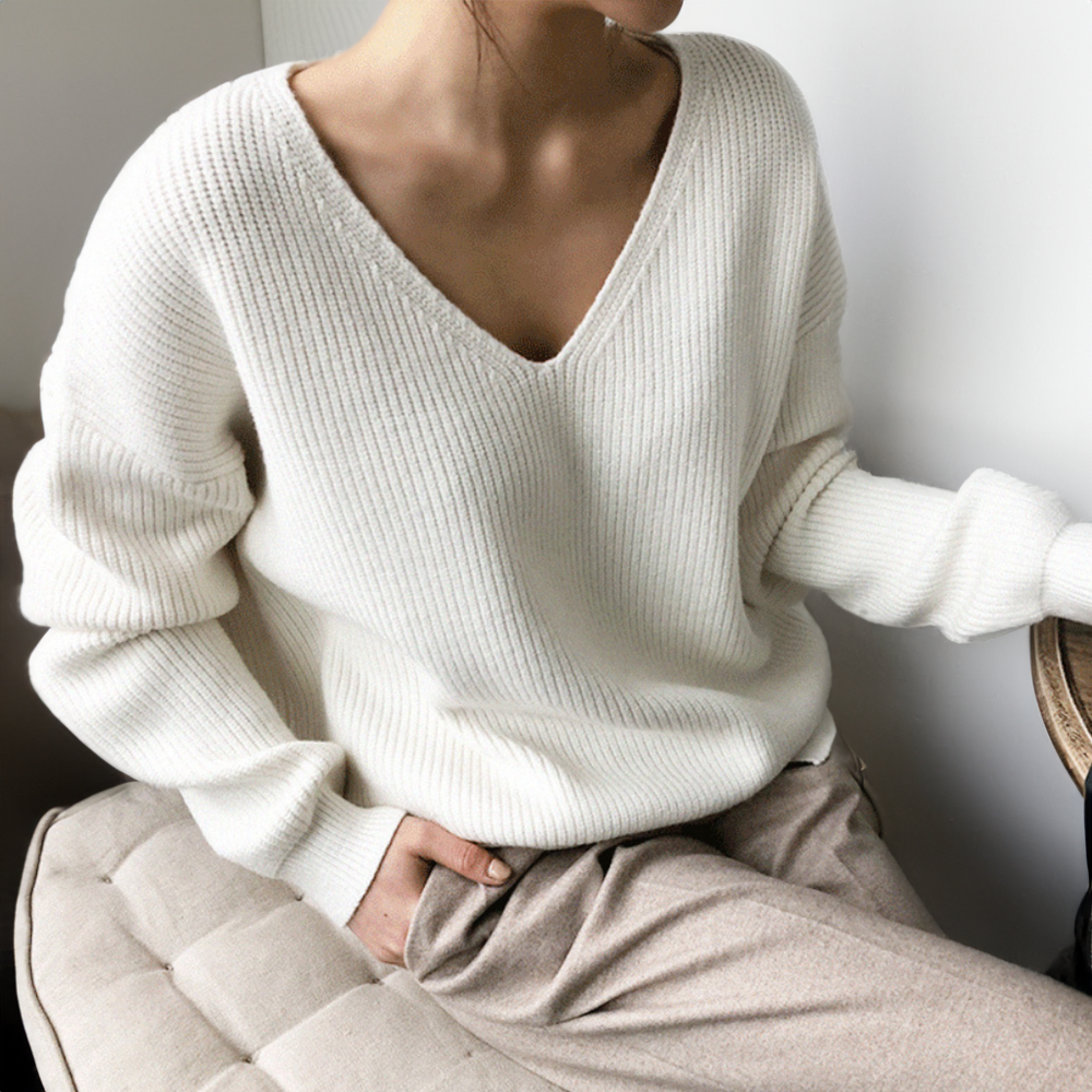 Oversized Gerippter Pullover Für Damen