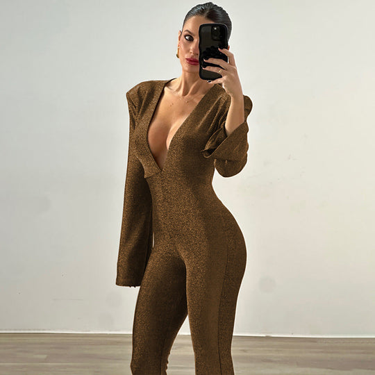 Heidi-Mode | Eleganter Overall mit V-Ausschnitt und freiem Rücken