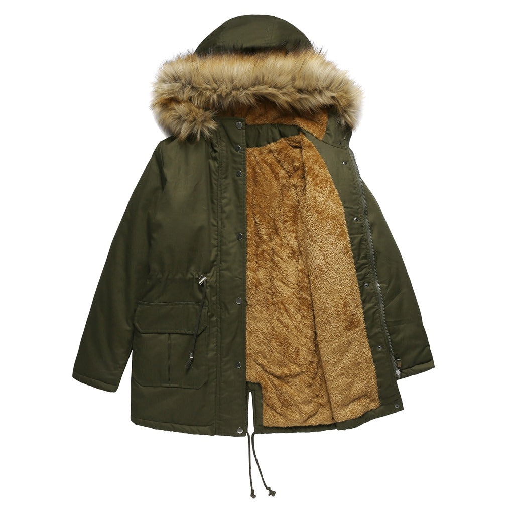 Damen warme Outdoor-Parka mit abnehmbarer Kapuze und luxuriösem Kunstfell Heidi-Mode