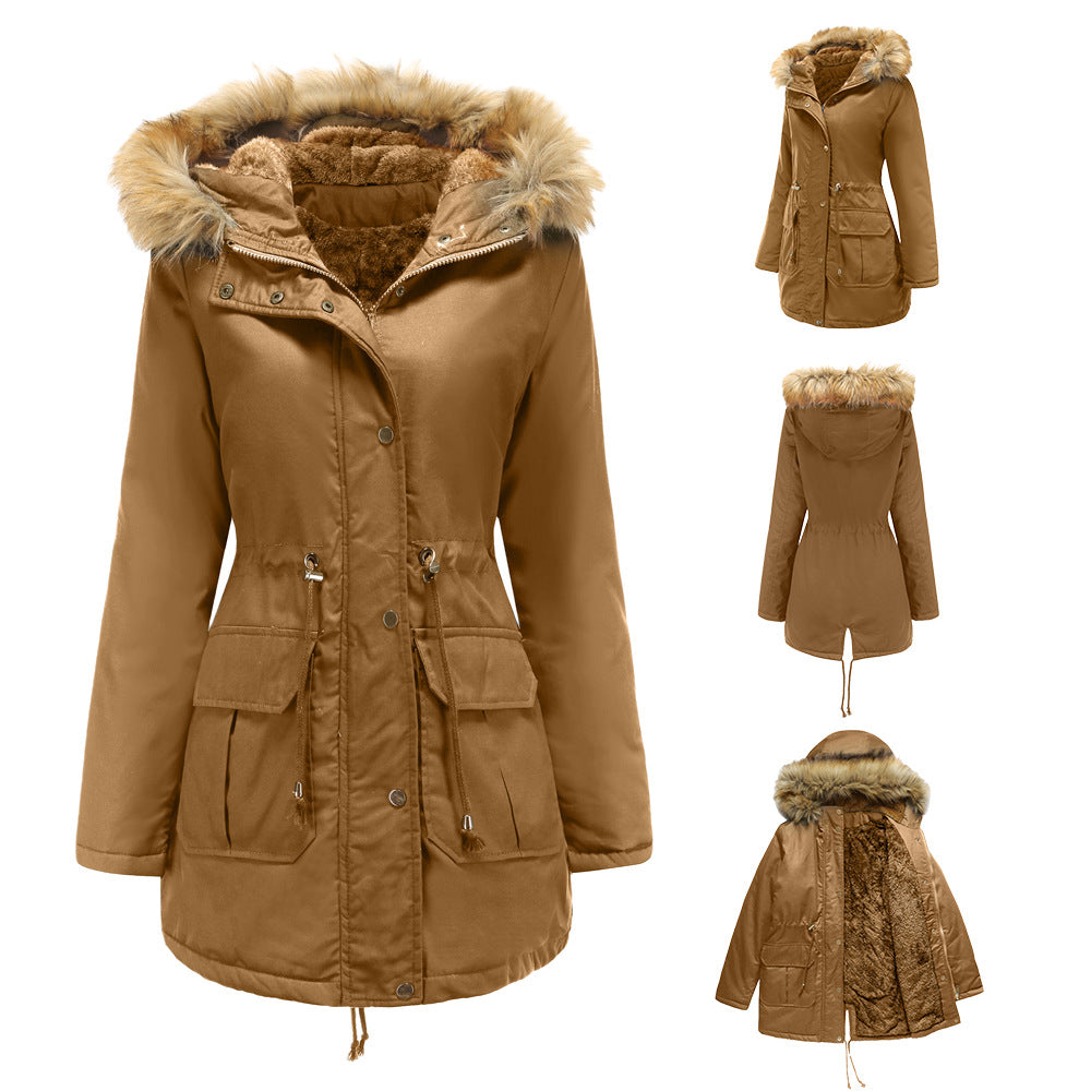 Damen warme Outdoor-Parka mit abnehmbarer Kapuze und luxuriösem Kunstfell Heidi-Mode