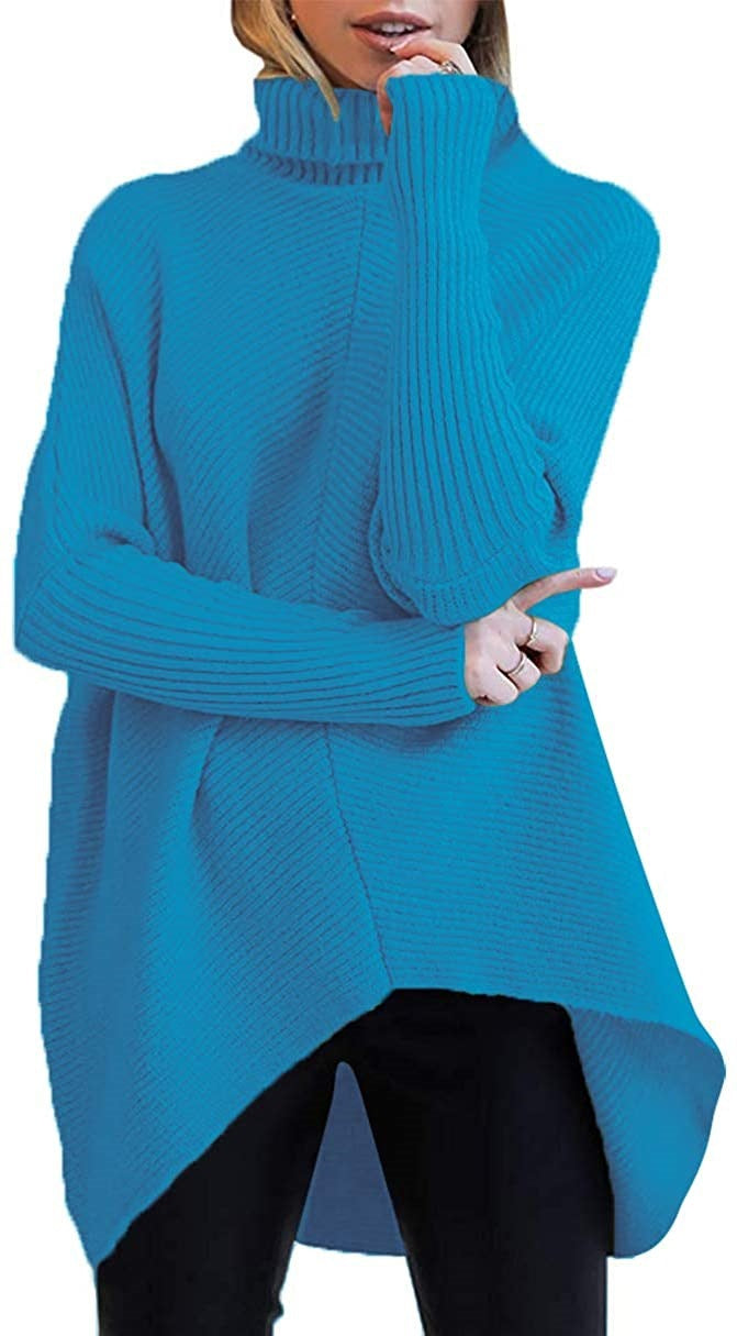 Damen gemütlicher Rollkragenpullover mit strukturiertem Design und asymmetrischem Schnitt Heidi-Mode