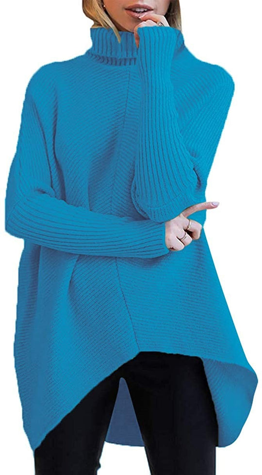 Damen Oversized Strickpullover mit hohem Kragen und strukturiertem Design Heidi-Mode