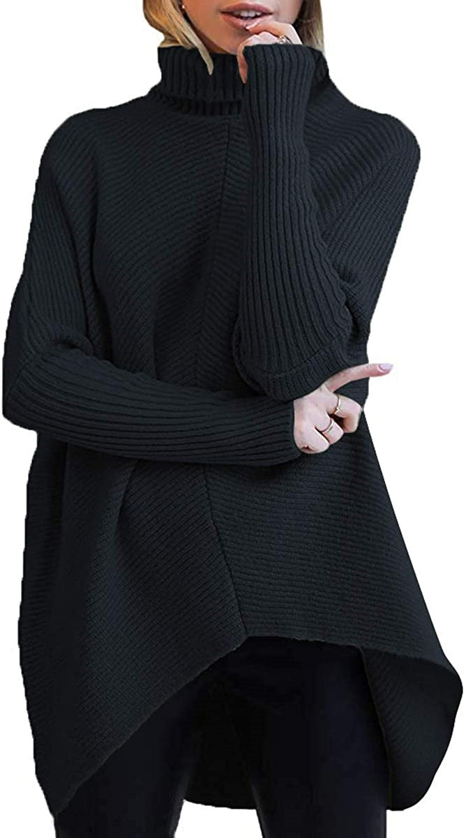 Damen Oversized Strickpullover mit hohem Kragen und strukturiertem Design Heidi-Mode