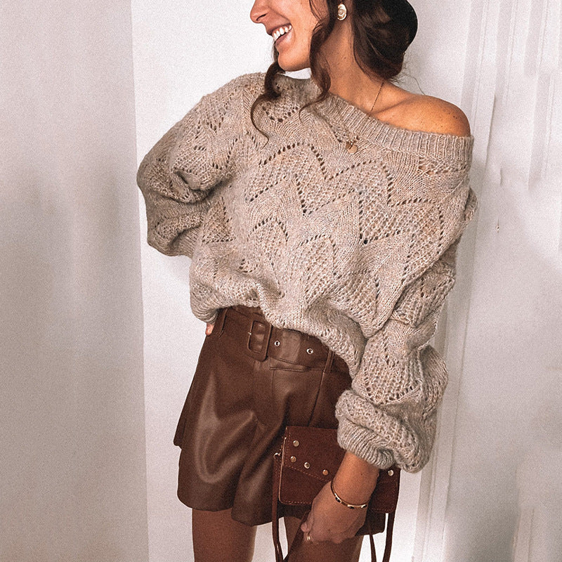 Damen lässiger Strickpullover mit dekorativem Muster Heidi-Mode