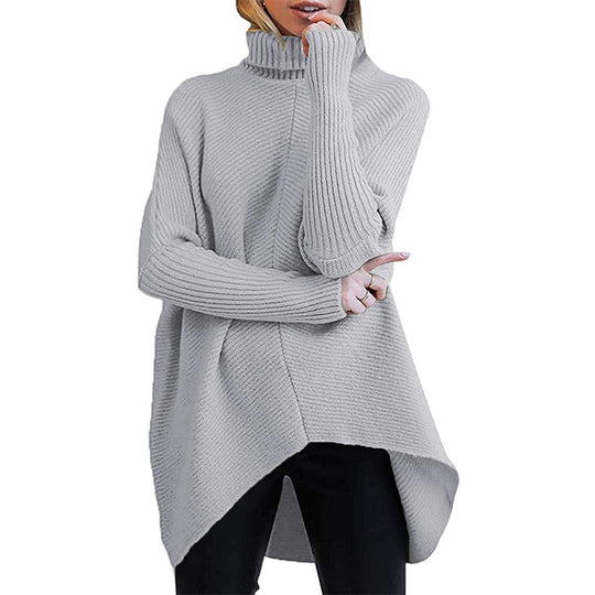 Damen Oversized Strickpullover mit hohem Kragen und strukturiertem Design Heidi-Mode