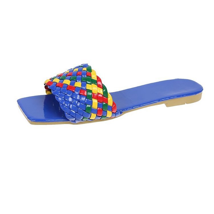 Damen Flache Riemchensandalen mit geflochtenem Obermaterial und rutschfester Gummisohle Heidi-Mode
