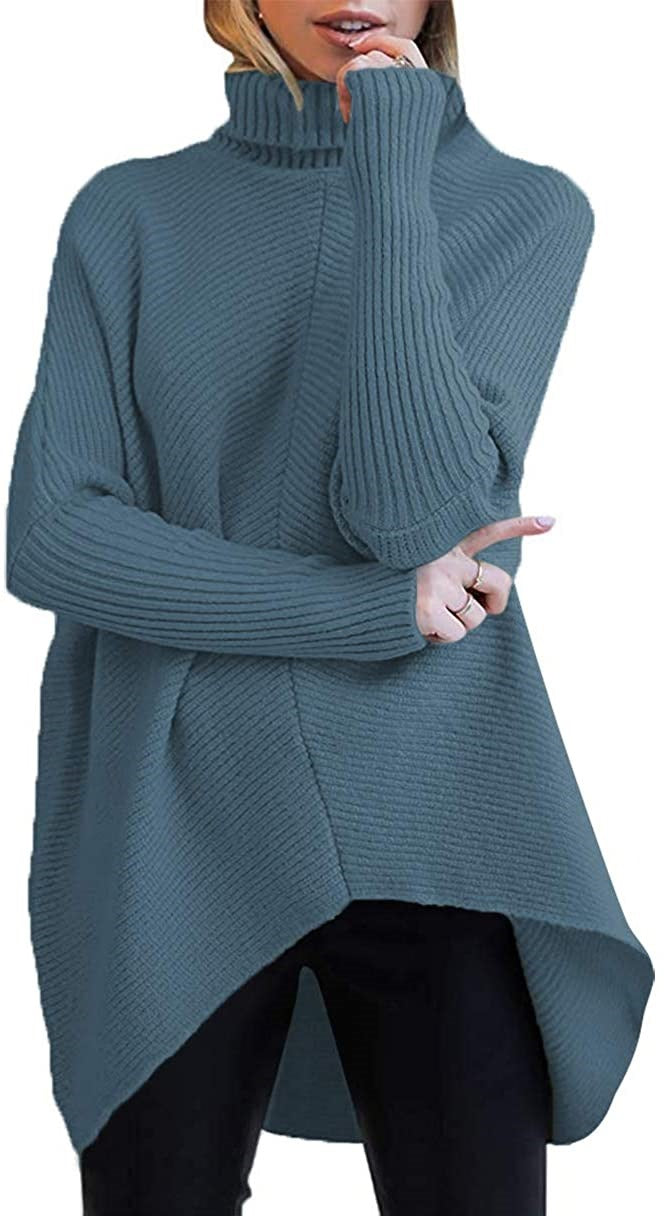 Damen gemütlicher Rollkragenpullover mit strukturiertem Design und asymmetrischem Schnitt Heidi-Mode