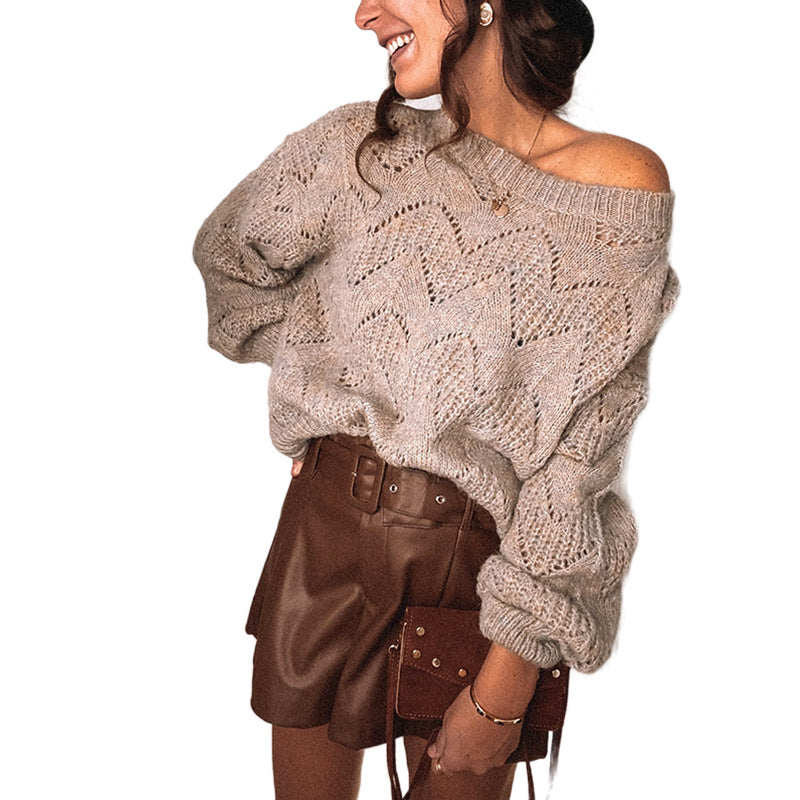 Damen lässiger Strickpullover mit dekorativem Muster Heidi-Mode