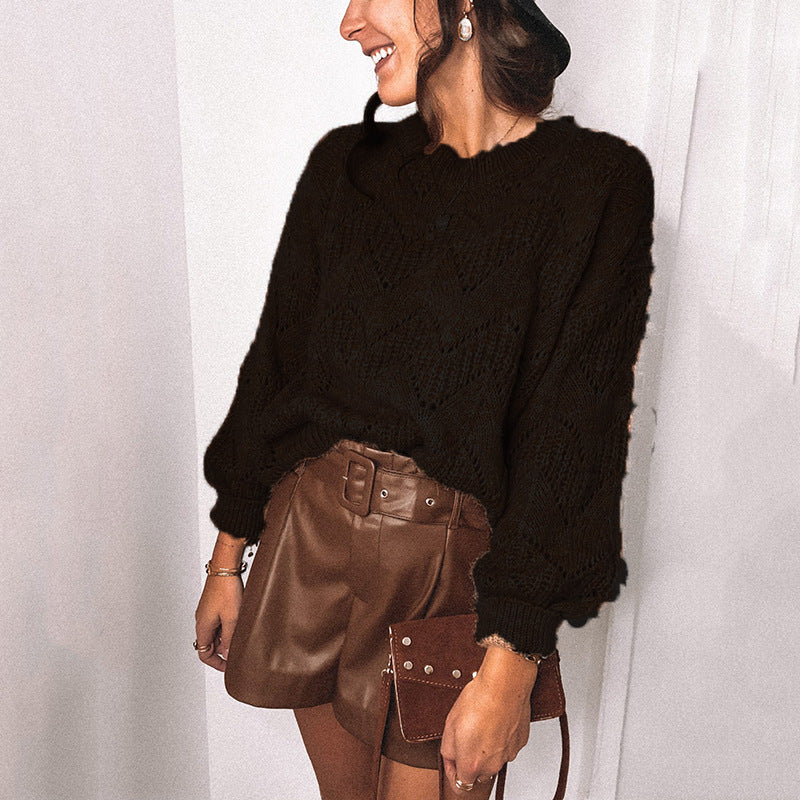 Damen lässiger Strickpullover mit dekorativem Muster Heidi-Mode